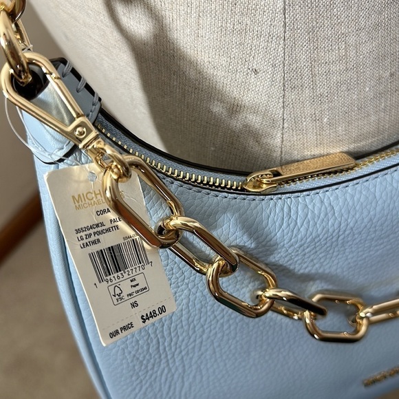 Cora Large Pebbled Leather Chain-Link Crossbody Bag - Picture 8 of 11
